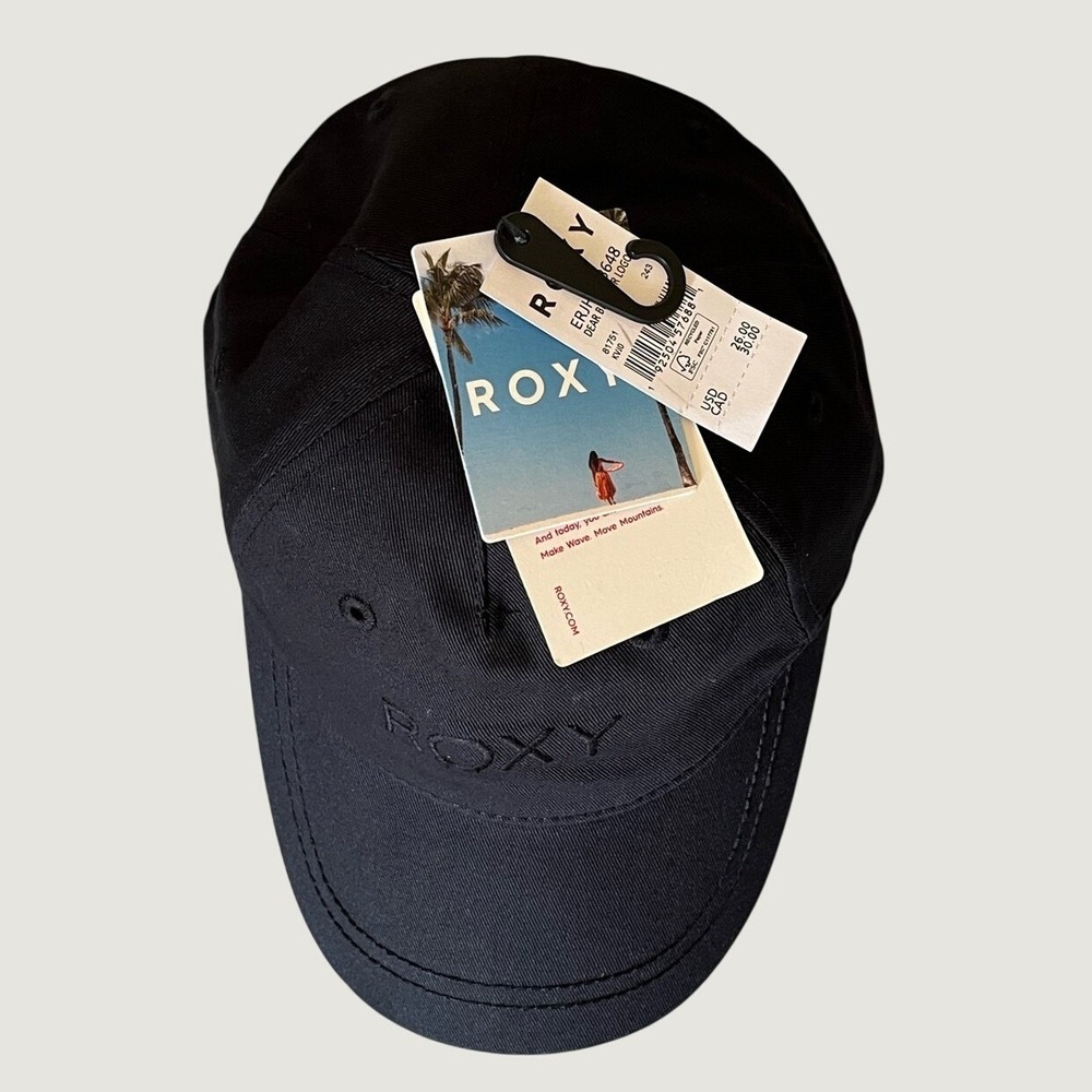 Roxy Dear Believer Logo Baseball Hat Black Womens One Size Adjustable Cotton NWT - Picture 6 of 12
